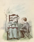 Girl reading to a boy