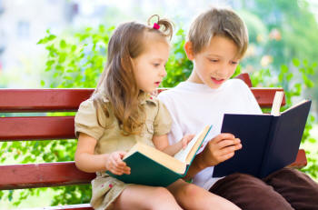 Girl and Boy Reading